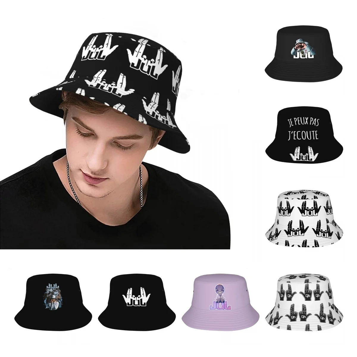 

Summer Beach Vacation Getaway Headwear Jul Sign Accessories Bucket Hat Unique Teen Rapper Hot Sun Hat For Outdoor Sports