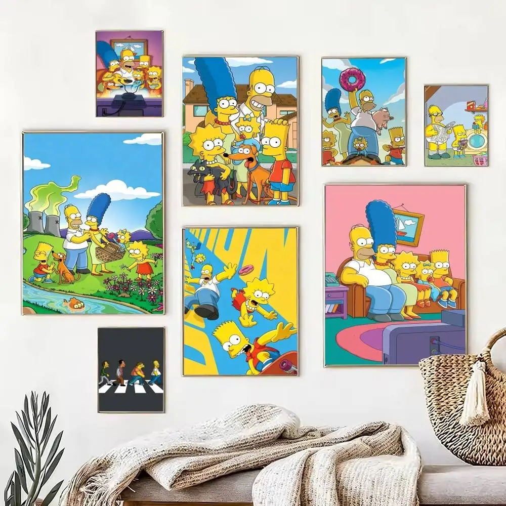 The S-Simpsons ANIME  Poster High Quality Dorm Living Room Aesthetic Wall Decoration Painting Stickers Gift
