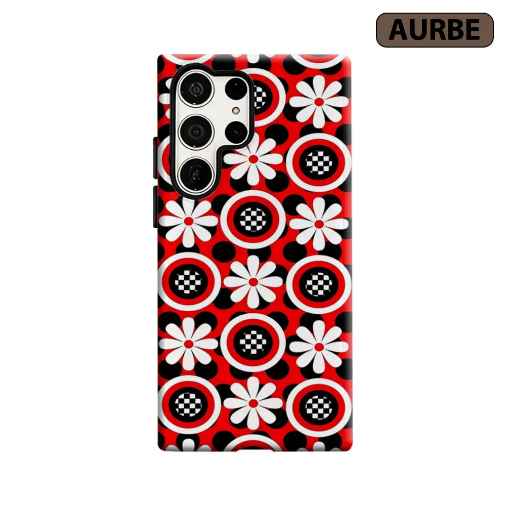 Aurbe Phone Case For Samsung Galaxy S26 S25 S24 S23 Ultra Plus HD Hard Retro Daisy Dots Double Layer Film Cover