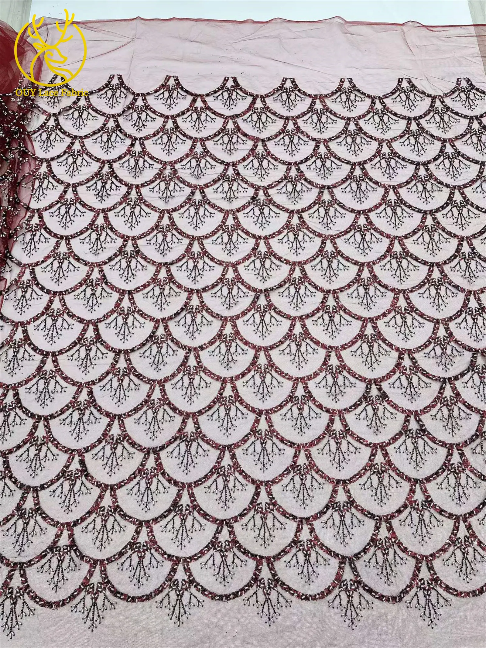 5 Yards französischer Pailletten-Spitzenstoff, afrikanischer Spitzenstoff, nigerianischer Tüll-Mesh-Spitzenstoff für Braut, Hochzeit, Heimdekoration – Detail 20