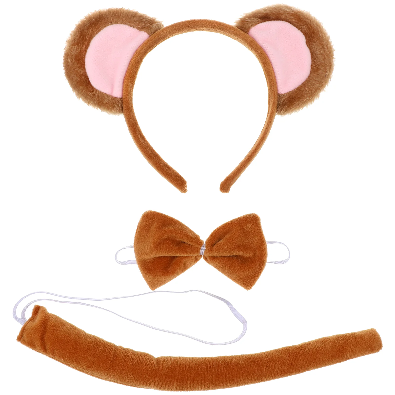 

Monkey Headband Set Ears Animal Costume Accessories Soft Tail Plush Texture Comfortable Halloween Carnival Stage