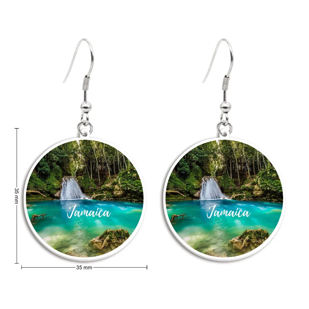 Jamaica Natural Scenery River Waterfall Resin Earrings Dangle Pendant Earrings Design Drop Earrings Acrylic Girls Accessories