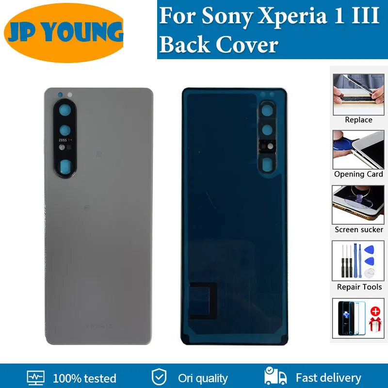 AAA+ Quality New Back Battery Cover For Sony Xperia 1 III Rear Door Case Parts With Camera Glass Lens Replacement