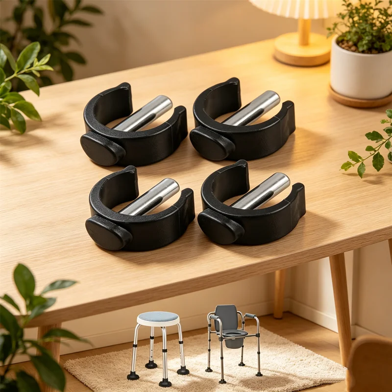 Versatile C-Shape Cane Clips 4Pcs, for Seniors Mobility Aids Crutch Walker Anti-Slip Walking Stick Hook Holder Replacement Parts