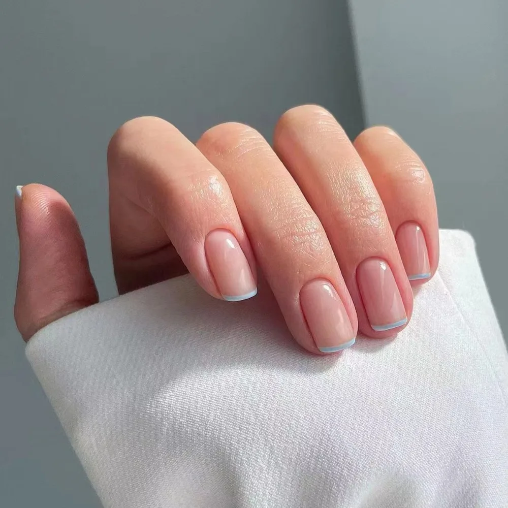 Destacável wearable manicure unhas falsas francesas cabeça quadrada cobertura completa imprensa em unhas dicas de unhas menina