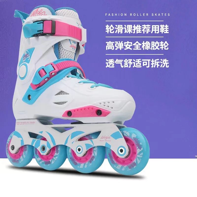 

Professional Flat Flower 4 Wheels Speed Inline Skating Adult Beginners Figure Roller Skates Shoes Patins Sneakers Training