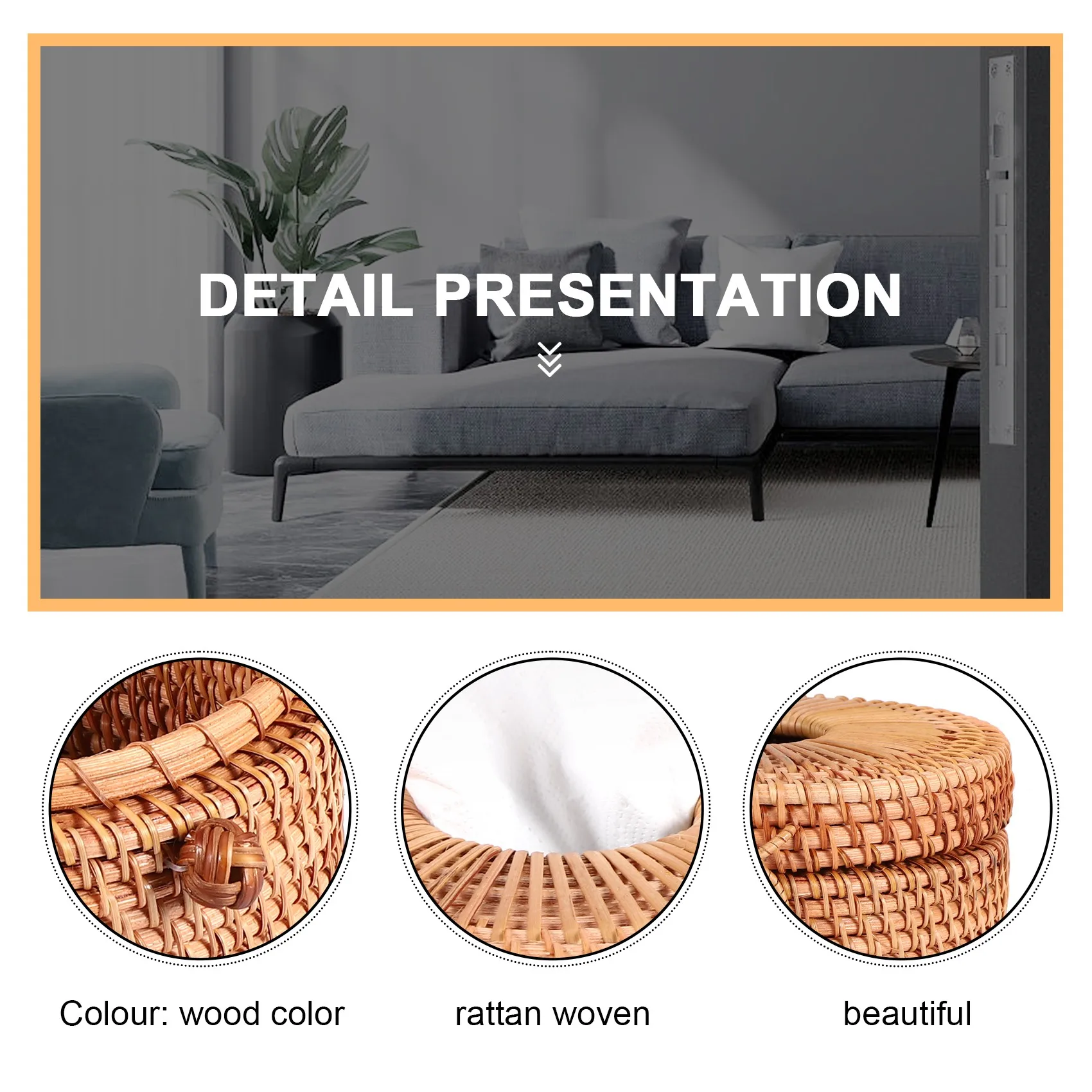 AA26P Rattan Tissue Box Toilet Paper Cover Wicker Decorative Holders with Lid for Storage Single Roll and Tissues in Bathroom