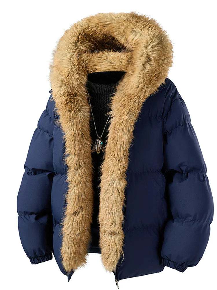 جايت شتوي للرجال من القطن مع معطف بغطاء للرأس من فرو المنك قابل للإزالة بتصميم نسر جبل أمريكي عتيق ملابس خارجية #2