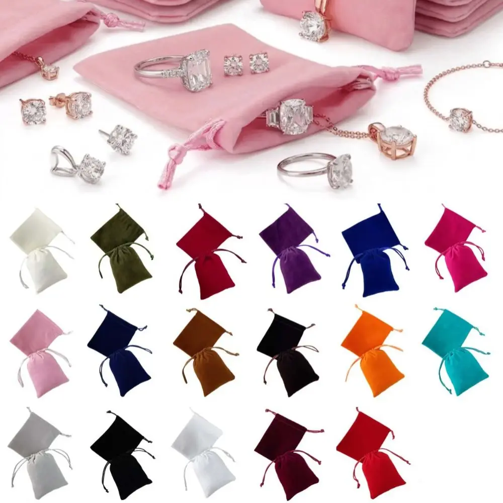 10pcs Multicolor Small Velvet Drawstring Bags Handcrafted Dustproof Gift Packaging Bags Reusable Portable Travel Organizers