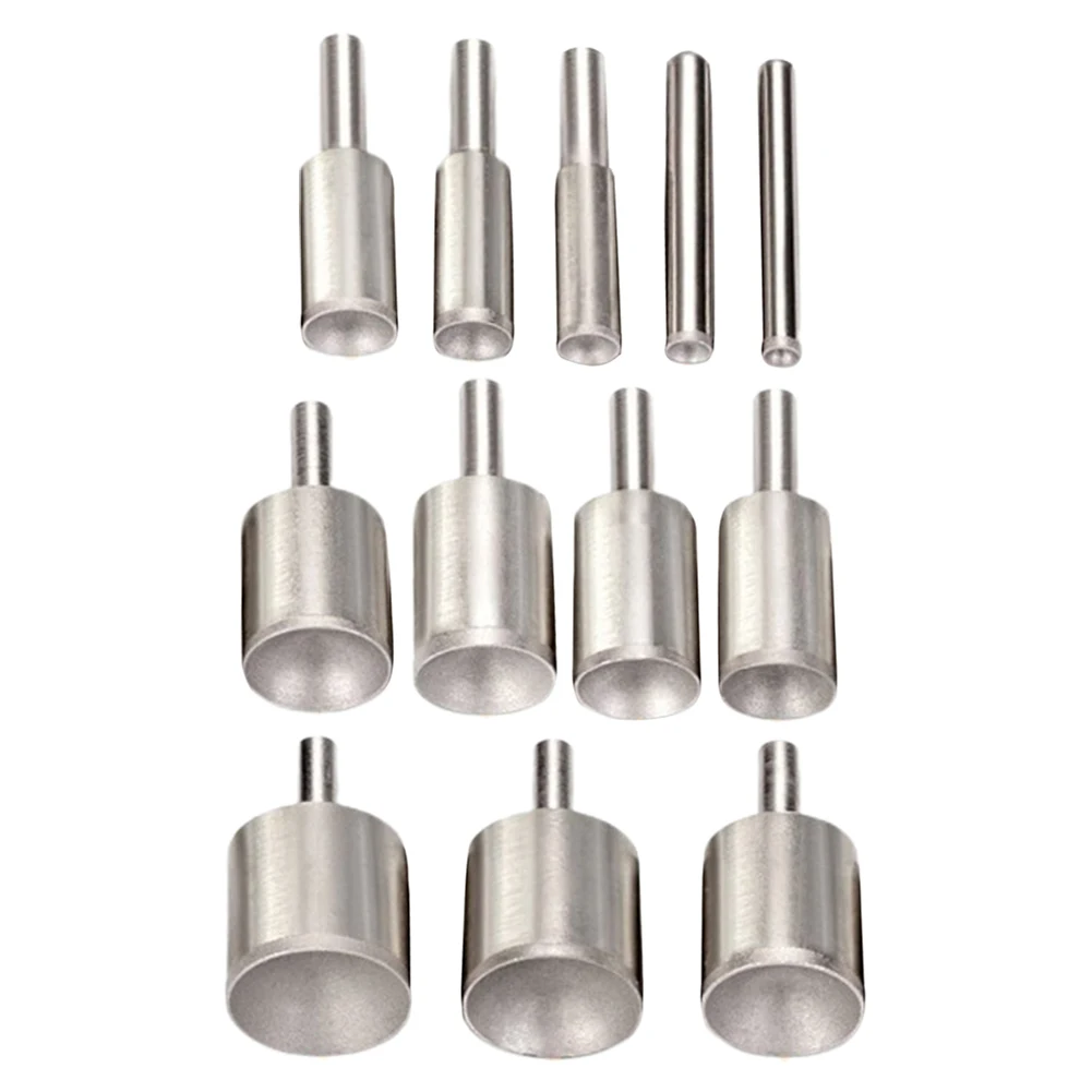 1 Pc Polishing Bit Diamond Burr Grinding Head 3-25mm Fine Sand Cylinder Concave For Bead Shaping Tools Electric Grinder Parts