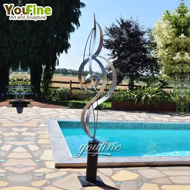 Wmwmnu Modern Outdoor Stainless Steel Metal Shiny Sculpture for Swimming Pool Garden Yard Decor Art Statue Contemporary