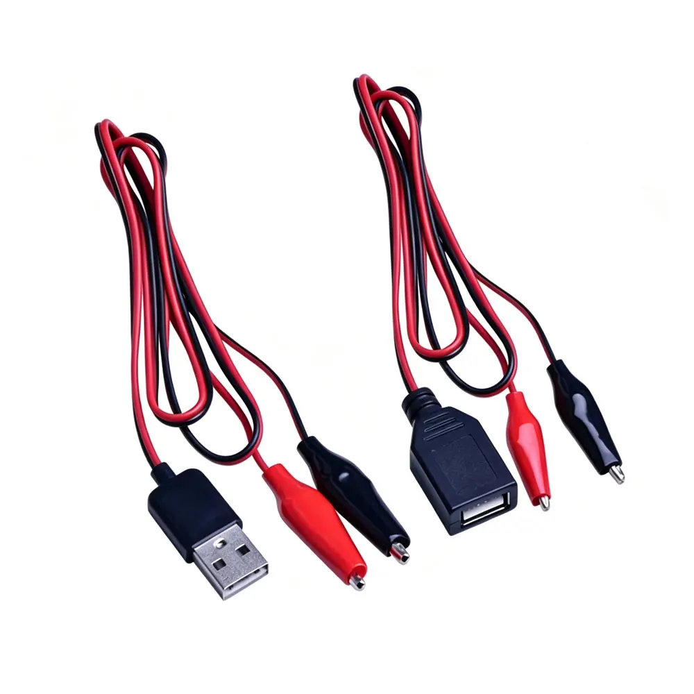 60CM Alligator Test Clip To USB Male Female Connector Adapter Crocodile Test Clamp Clip Power Cable