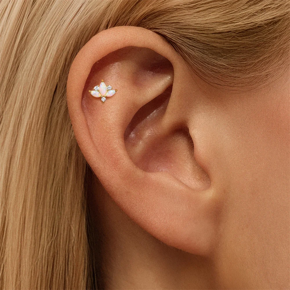 CANNER 1 قطعة 925 فضة الحصان العين تاج أوبال ثقب القرط للنساء ثمانية وأشار ستار الغضروف الأذن ترصيع مجوهرات #5