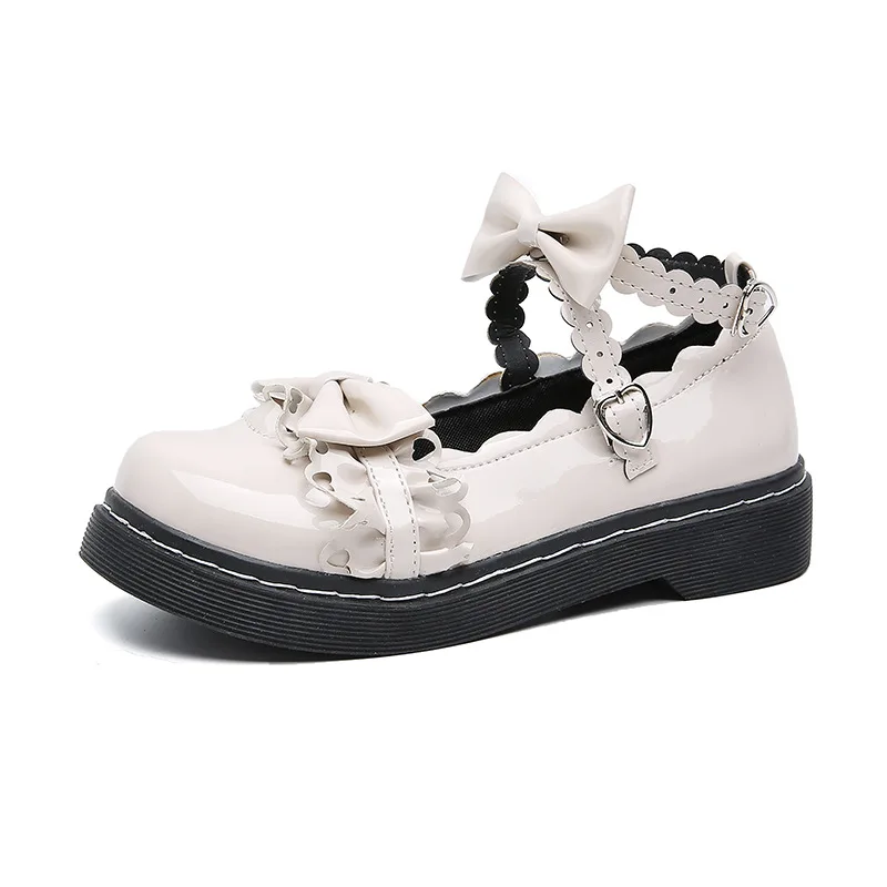 Bowknot Lolita Girls Shoes Japanese JK Uniform Shoes Retro British College Style Female Student Lovely Round Toe Flat Shoes34-40