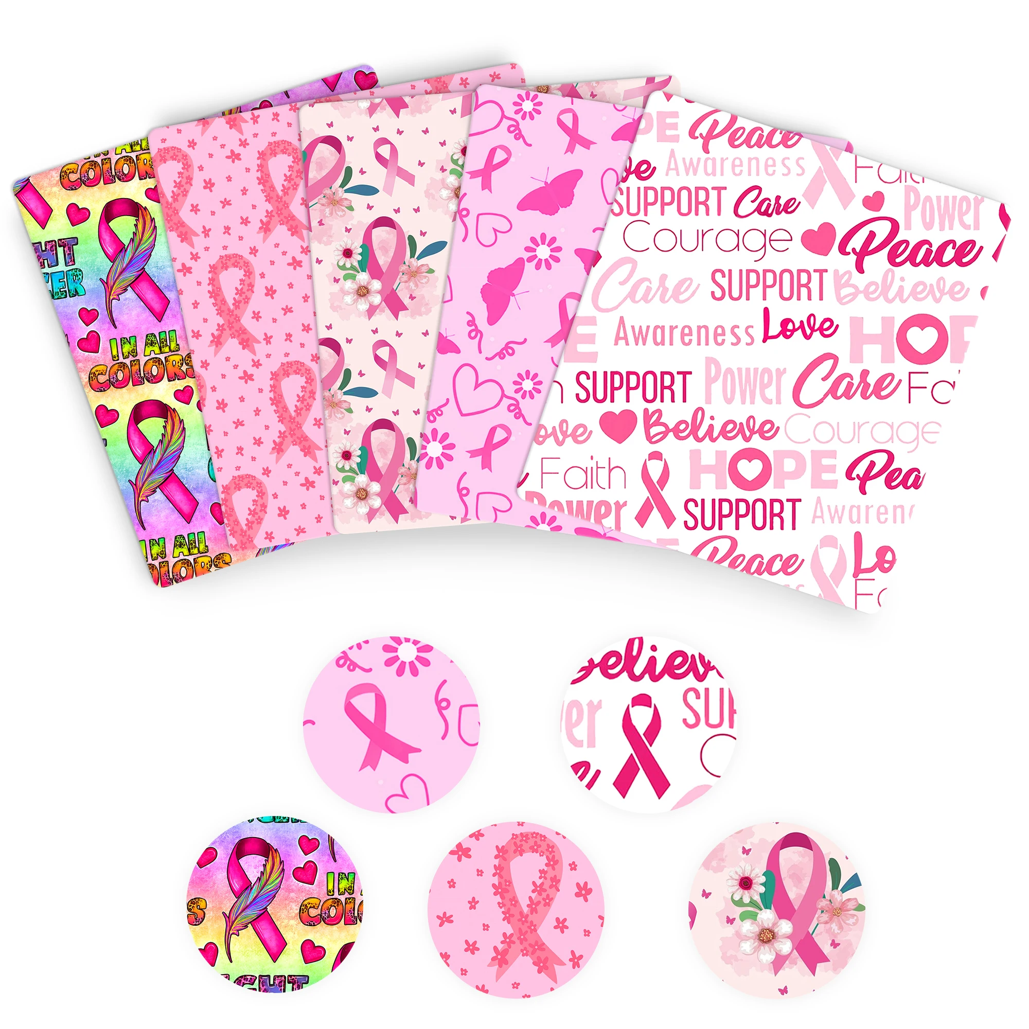 Pre-cut 1pc 50x145cm 19.68x57in Breast Cancer Awareness Ribbon Polyester Fabric