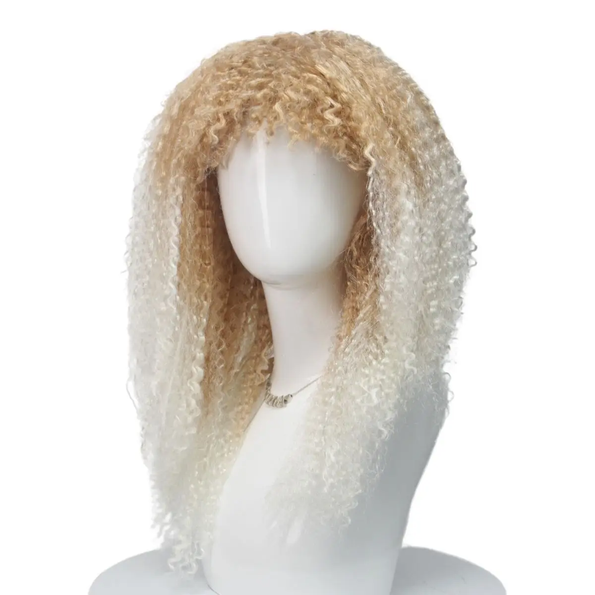 Anxin Brand Synthetic Wig, Orange-Yellow Gradient with Explosive Curls, Full Head with Fluffy Small Curls, Natural Color Transition, Suitable for Parties/Daily Stylish Outfits/Cosplay Styling, for Adults and 16+ Years Old Fashionistas, Easy to Manage and Tangle-Free, One-Piece