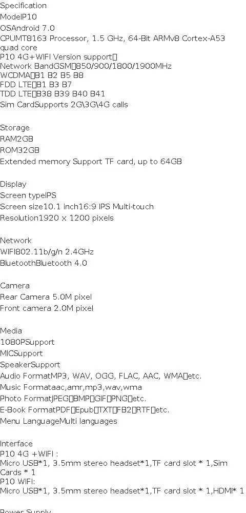 P10 Android Tablet Quad Core 32gb Rom Ips Screen With Wi-fi Sim_voghion.com