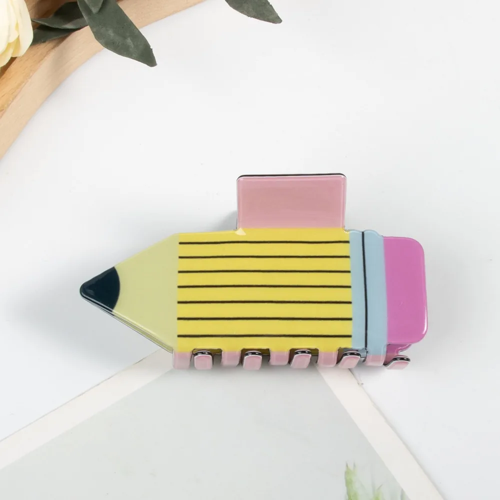 Women Pencil Hair Claw Clips Back To School Hair Claw Clip Cute Funny Teacher Bobby Pins Suitable for Many Hairstyles Headwear - view 5