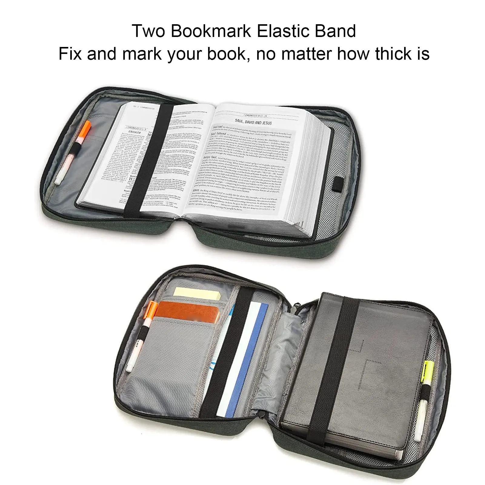 حامل واقي للكتاب المقدس، أربطة مرنة، حامل كتب مقاوم للماء من قماش أكسفورد للكتاب المقدس للكمبيوتر اللوحي