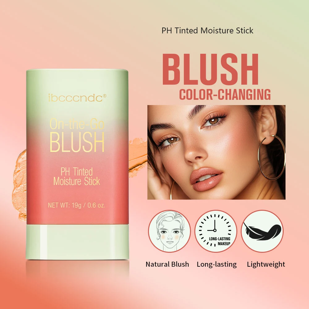 Color Changing Powder Blusher Cream Lasting Waterproof Moisturizing Multi Functional Blush Stick Light feeling Facial Makeup