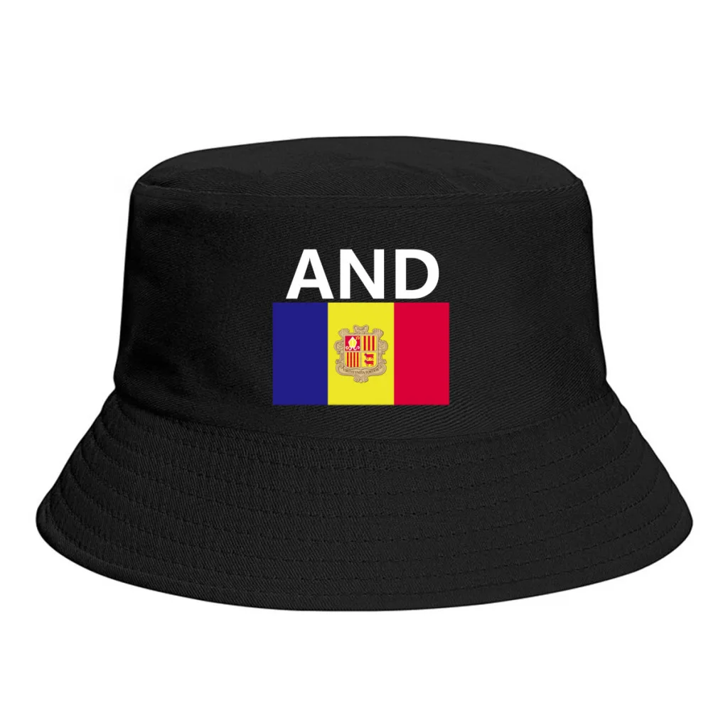 Andorra Flag Bucket Hats Print Cool Fans Sun Shade Simple Classic Outdoor Summer Fisherman Caps Fishing Cap