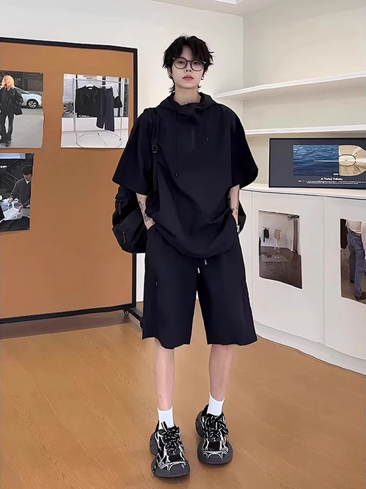 

Cool ort Sve Hoodie And Ice Silk Casual orts Set for Boys Qui Dry Bubble Cloth Summer Faion Outfit Youth Size