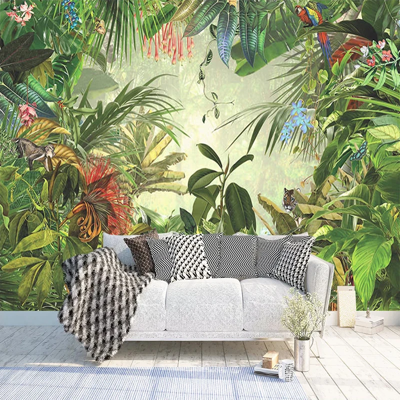 3D Wallpaper Nature Rainforest Banana Leaves Photo Mural Bedroom Living Room TV Backdrop Wall Non-woven Mural Home Decoration