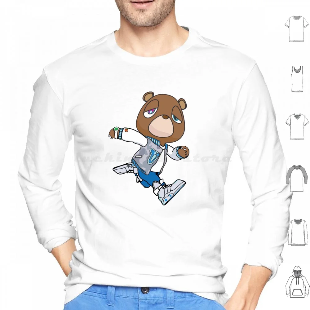 Graduation Bear Hoodies Long Sleeve Kanye West Graduation 2000S Hip Hop Rap Music Bear Pablo Top Ultralight Beam Album