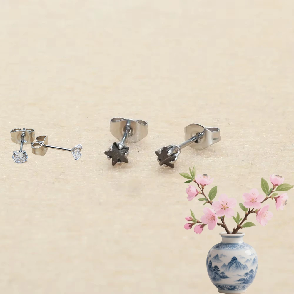 Mini The Black Stars Color 4mm Brief Stainless Steel Stud Earrings New Crystal Jewelry With Anti Allergy