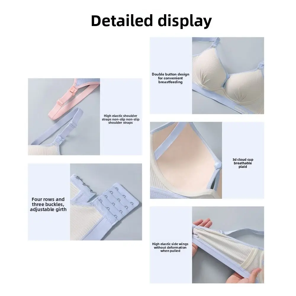 Fashion Double Buckle Nursing Bra Push-up Breathable Maternity Bra Soft Comfortable Pregnancy Bralette for Breastfeeding