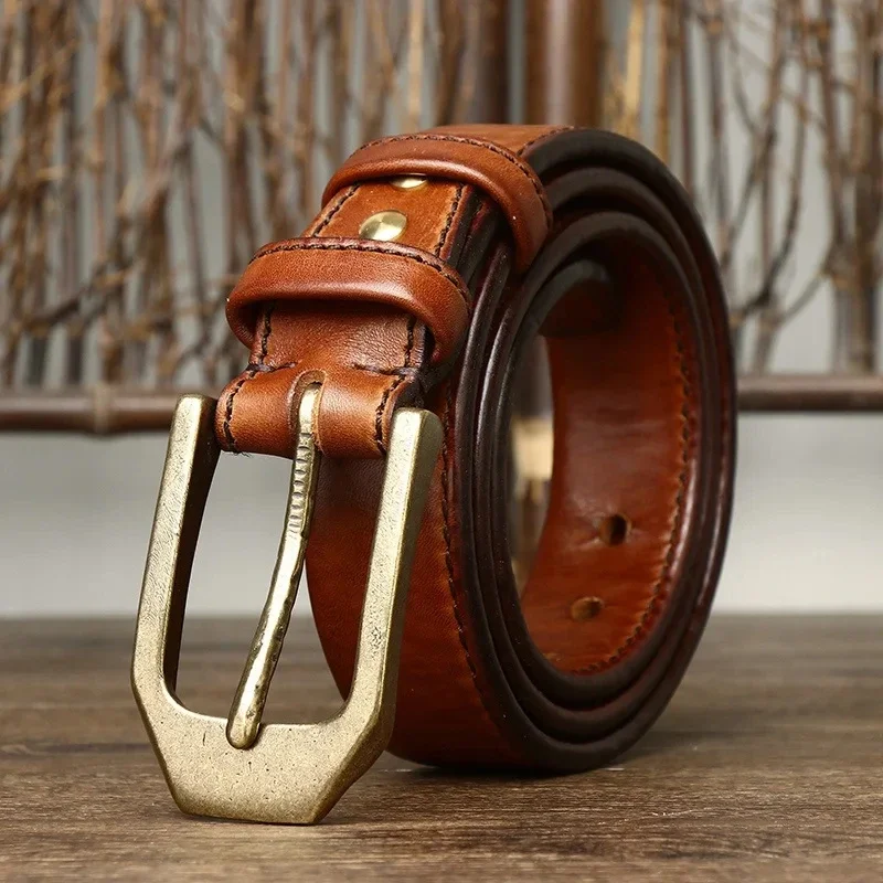 

3.8CM Thick Real Genuine Leather Strap Male Belt Fashion Men's Luxury Designer Cowskin Belts For Jeans Pin Buckle Ceinture Homme