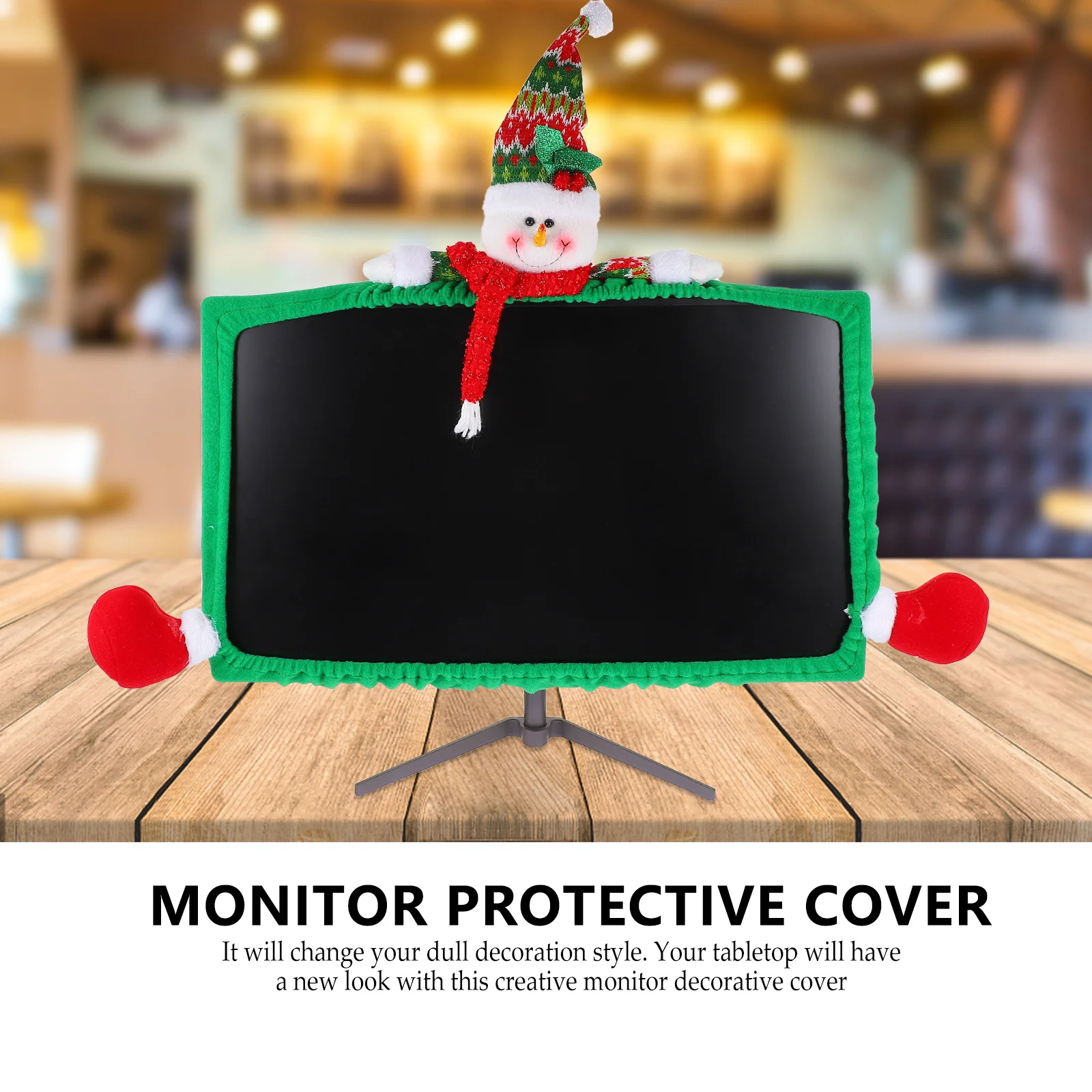 

Xmas Monitor Frame Slipcover Snowman Protective Case Christmas Decor Computer Decoration Brushed Cloth Office