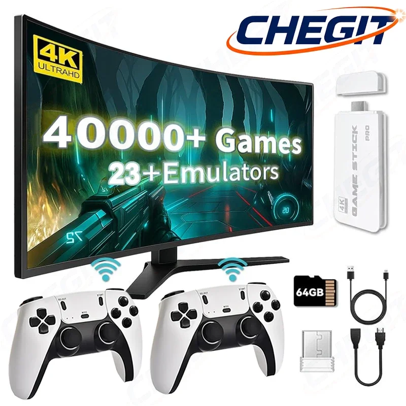 M15 Built-in 3/40000+ Giochi retrò 4K TV Game Stick Console da 64 GB con gamepad wireless, supporta oltre 23 simulatori per giochi TV HD