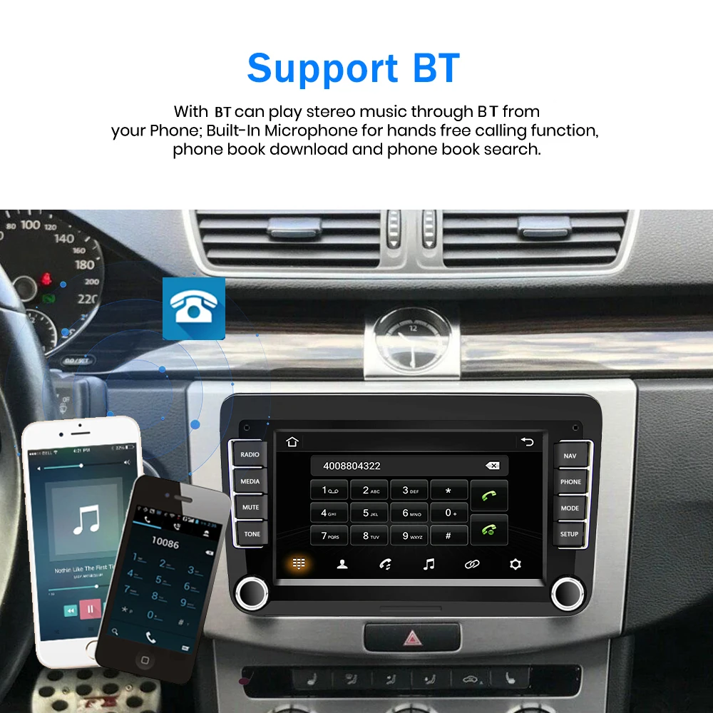 Android 10 Car Radio, 2Din, GPS, Multimedia Player, for Car VW, Volkswagen, Golf, Polo, Skoda, Rapid Octavia, Tiguan, Passat b7