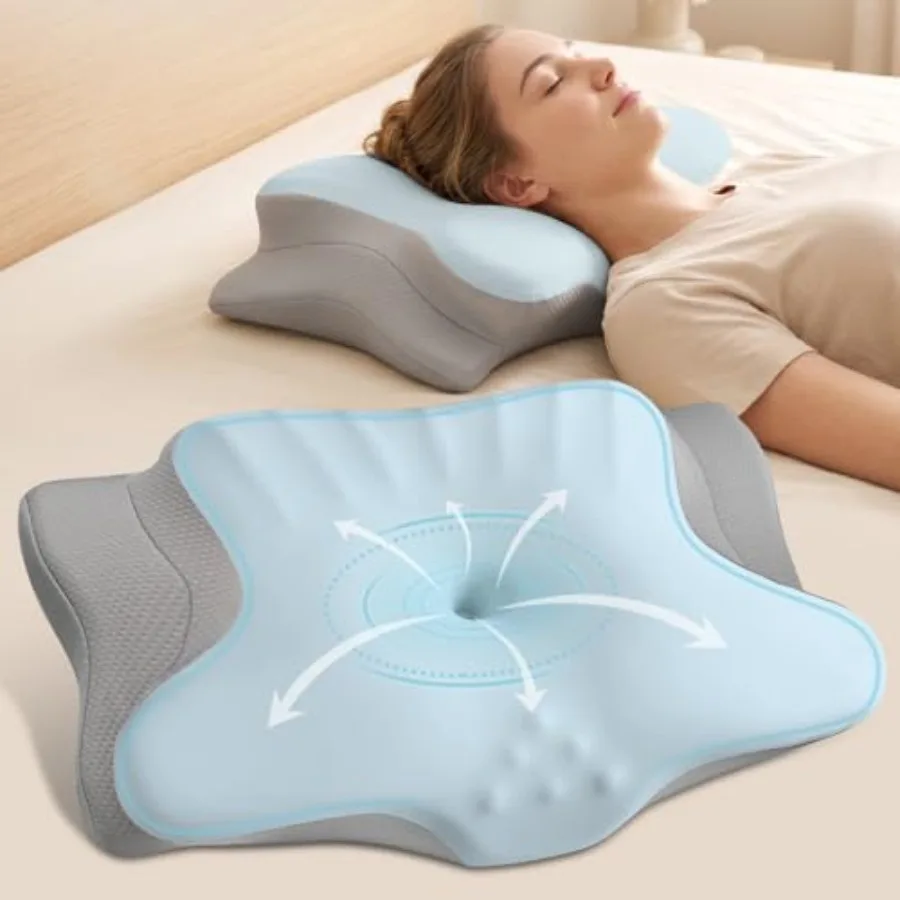 

Cervical Neck Pillow for Pain Relief - Contour Memory Foam Pillows for Sleeping, Ergonomic Pillow Side Sleeper Pillow for Neck