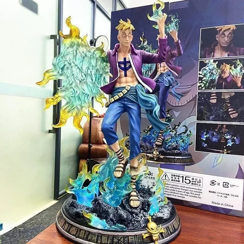 New One Piece Figure Marco Model Dolls Fire Phoenix Undead Bird Luminous Anime Action Figure Pvc Statue Decor Kids Toys Gifts