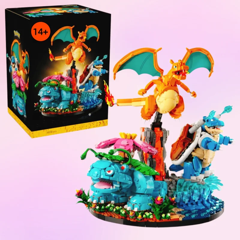 Briques de construction MOC 72153, 6838 pièces, Venusaur, Charizard, Blastoise, 3 figurines d'action, modèle d'assemblage DIY, décoration de la maison, jouet cadeau