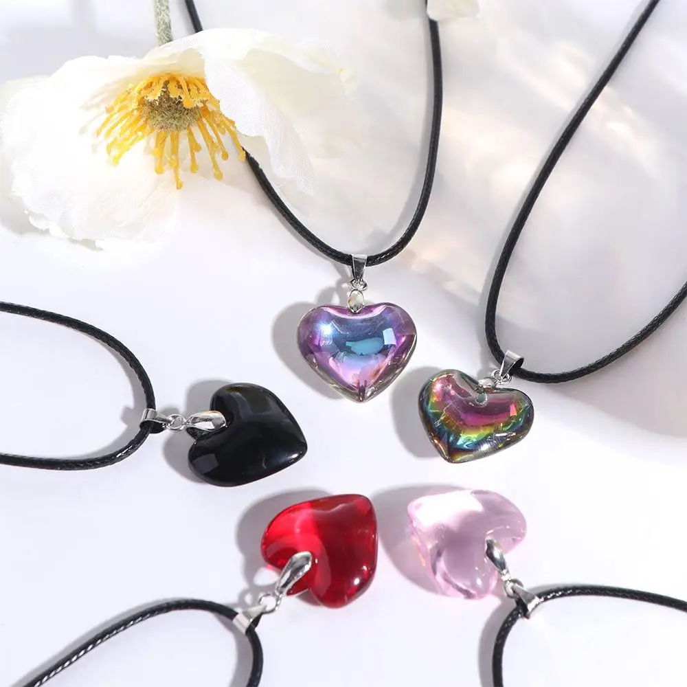 

Punk Heart Crystal Necklace Gothic Vintage Red Heart Pendant Lover Choker Y2K Jewelry Heart Necklaces Choker Friends Gift