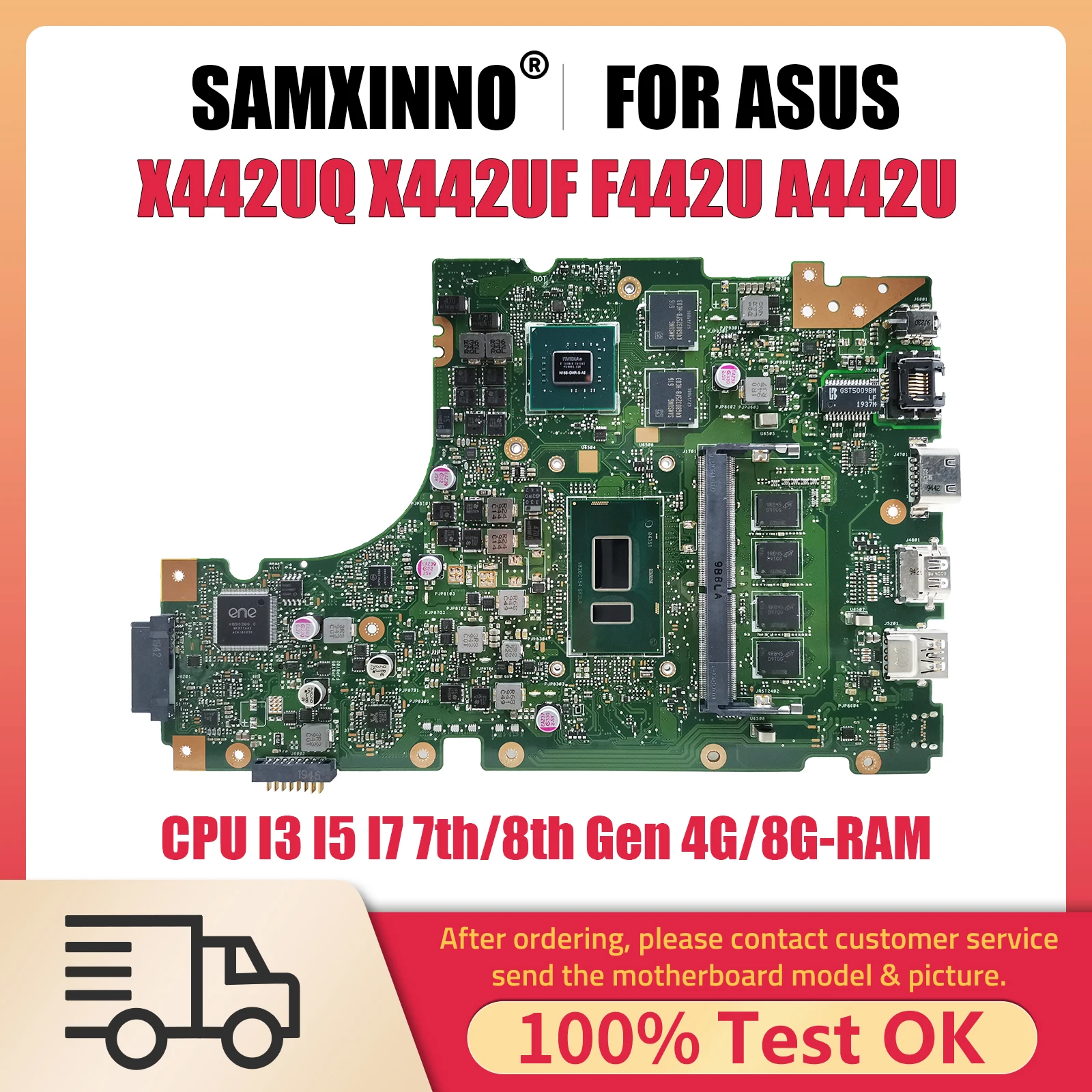 

X442UQ Mainboard For ASUS X442UF F442U A442U X442U A480U R419U X442UN X442UQR X442URR X442UR X442UF CPU I3 7th 8th 4G 8G