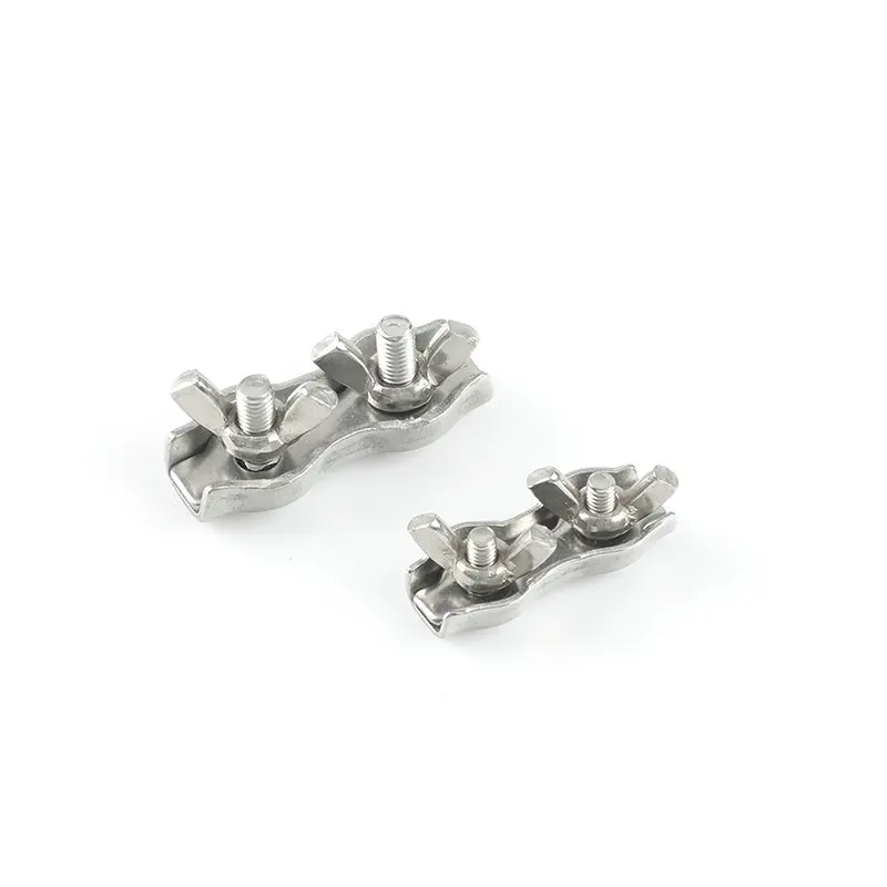304 Stainless Steel Simplex Duplex Wire Rope Cable Clamp Clip Caliper Simple Grip with Buterfly Eye Bolt