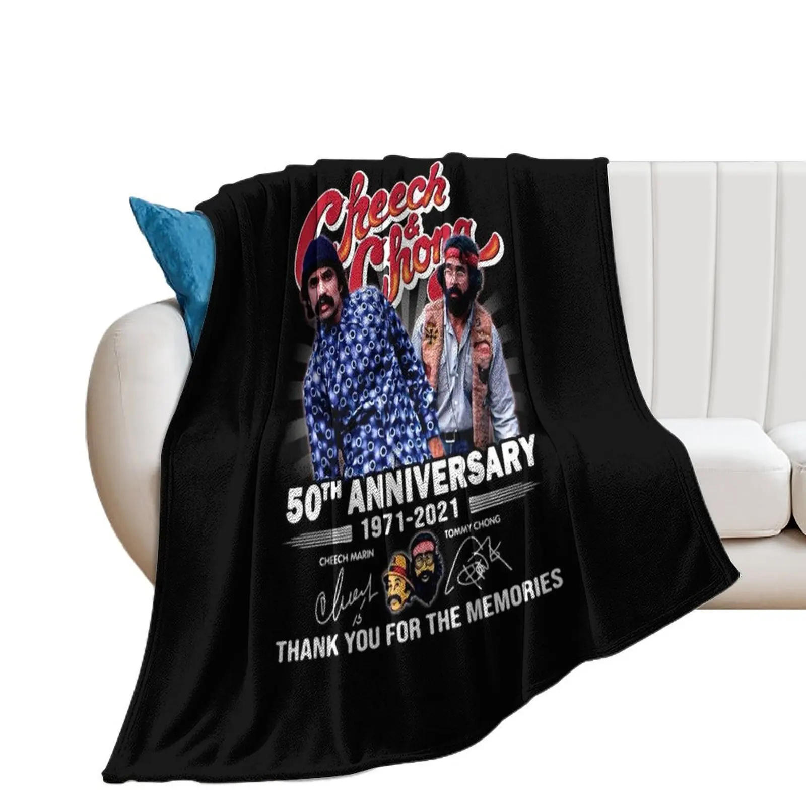 

Cheech & Chong 50th Anniversary 1971-2021 Throw Blanket Cute Plaid Weighted Blankets