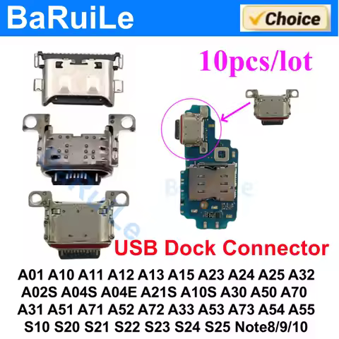 10pcs USB Charging Port Connector for Samsung S24 S23 S22 S21 Ultra S20 S10 Plus A11 A12 A51 A71 A52 A53 A73 A25 A34 A36 A55 A56