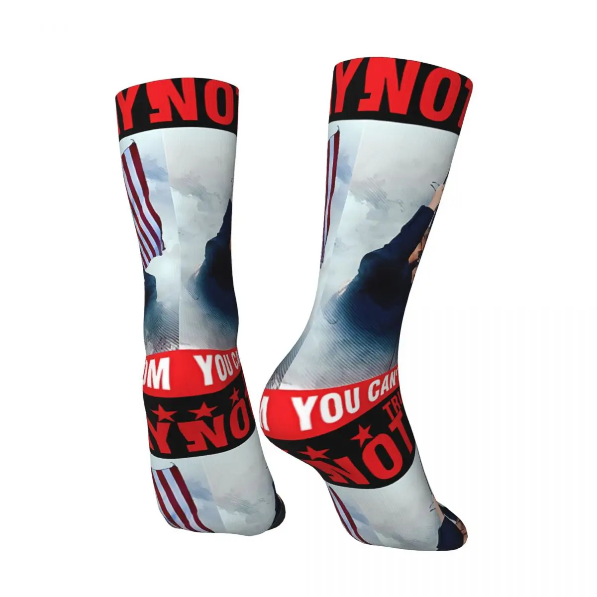 Happy Funny Trump Fight 2024 Trump Shot Fight 2024 Election Men's Socks Vintage Harajuku Donald Trump Hip Hop Novelty Pattern