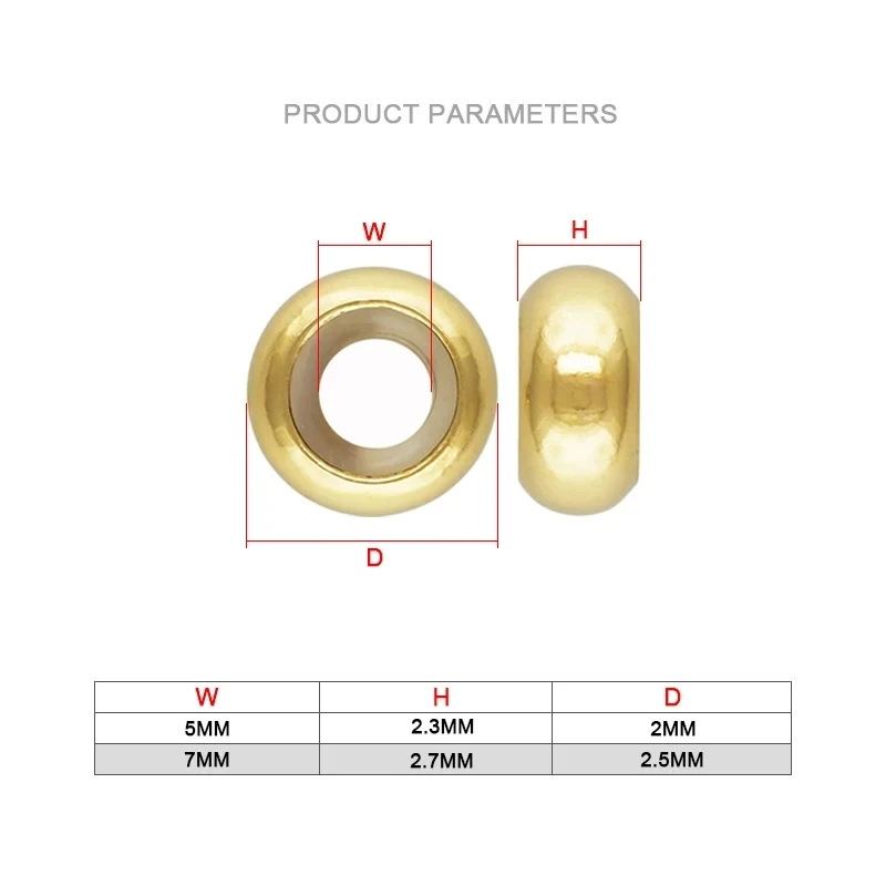 14K الذهب معبأ انزلاق سدادة الخرز 5 مللي متر/7 مللي متر الذهب سيليكون DIY بها بنفسك صنع المجوهرات قابل للتعديل سوار إكسسوارات