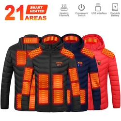 Men 21 Areas Heated Jacket USB Electric Heating Vest Women Winter Thermal Coat Cotton Jacket Outdoor Ski Self Heating Clothes