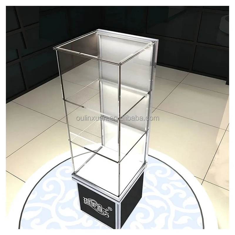 custom.Glass Display Curio Cabinet showcase Tempered Glass Panels Shelves Jewelry  Retail Store Mesuem Exhibition Portable