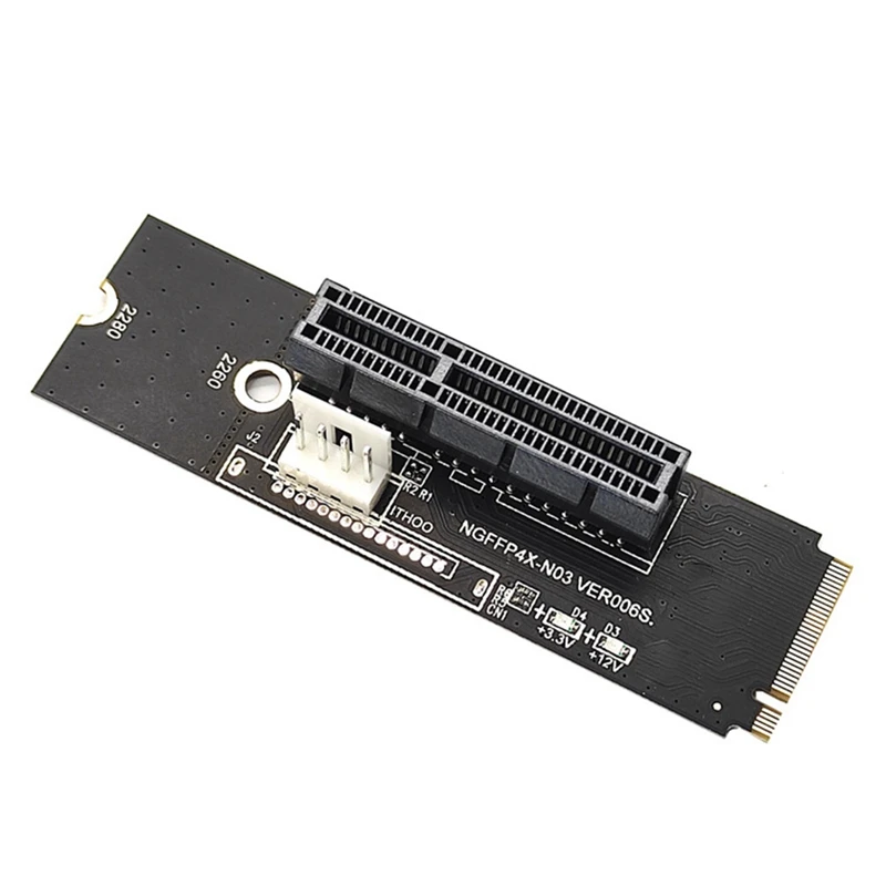 Top-2Pcs NGFF M.2 To PCI-E 4X Riser Card M2 Key M To Pcie X4 With LED Voltage Indicator PCI Express 1X To 16X Adapter Card