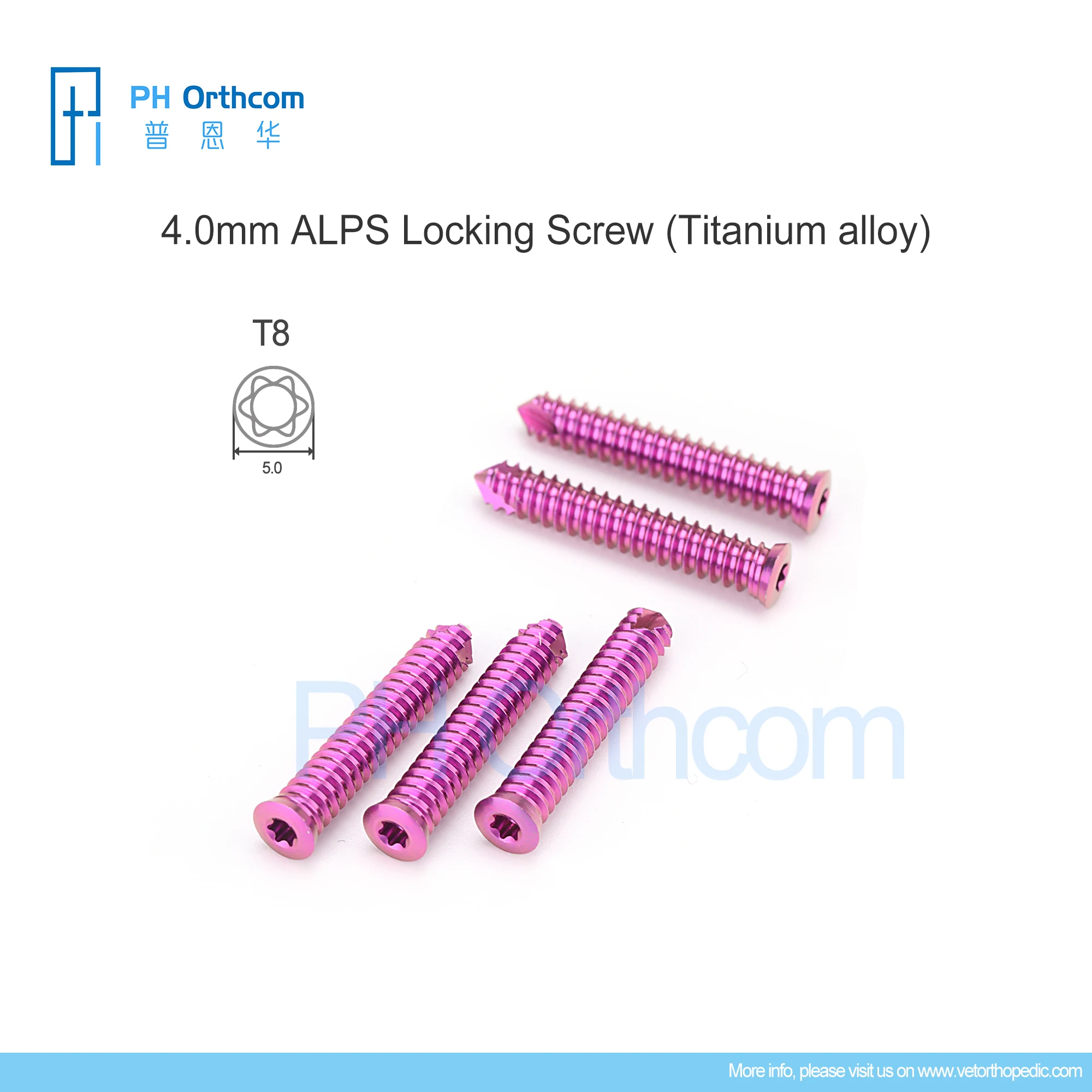 4.0mm ALPS Titanium Locking Screws T8 Stardrive Veterinaria Pets Orthopedic Surgical Implants Instruments Medical Equipments