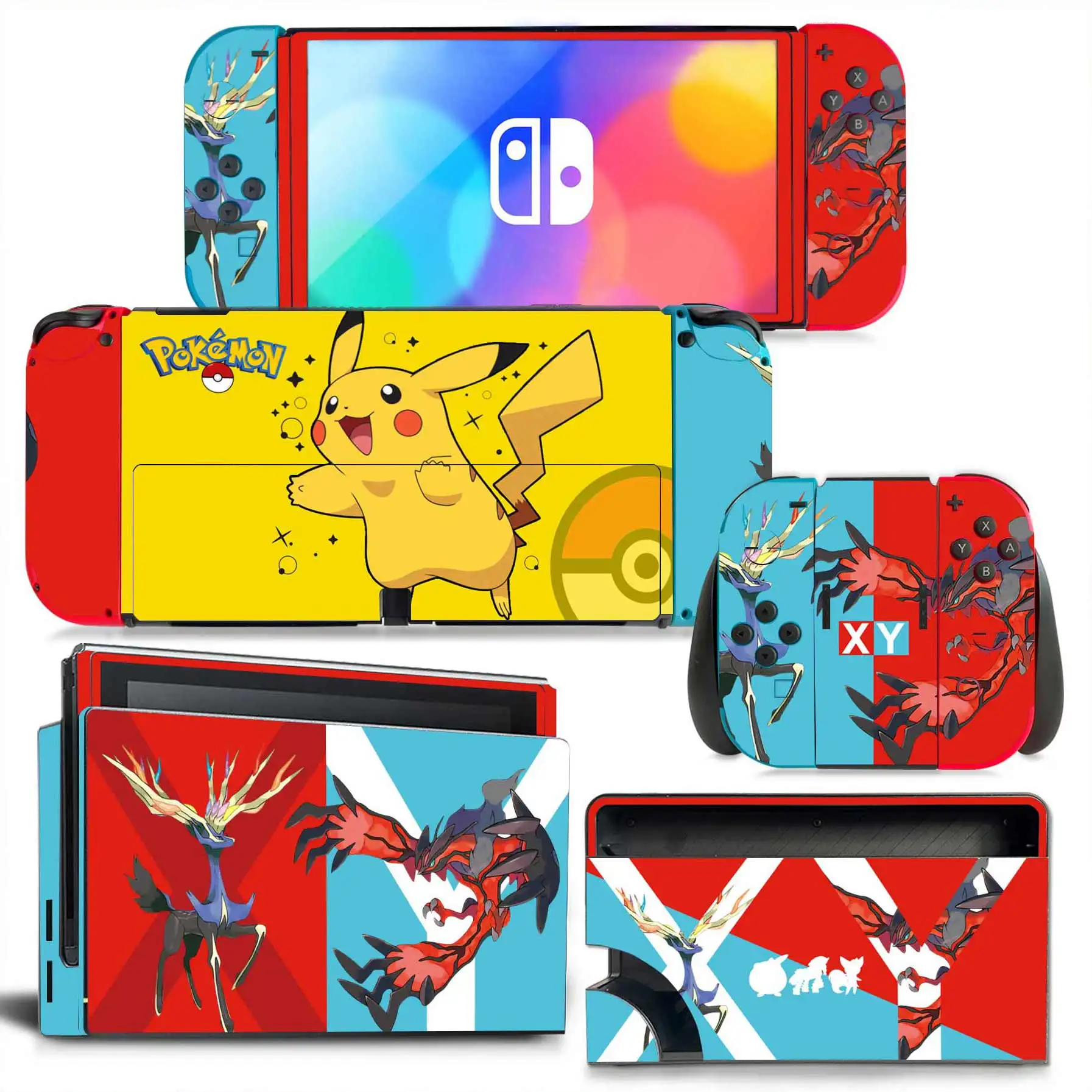 Pokemon Pikachu Protective Film Skin Cover Sticker Decal for Switch OLED Console Joy-con Controller Dock Skin Vinyl Stickers