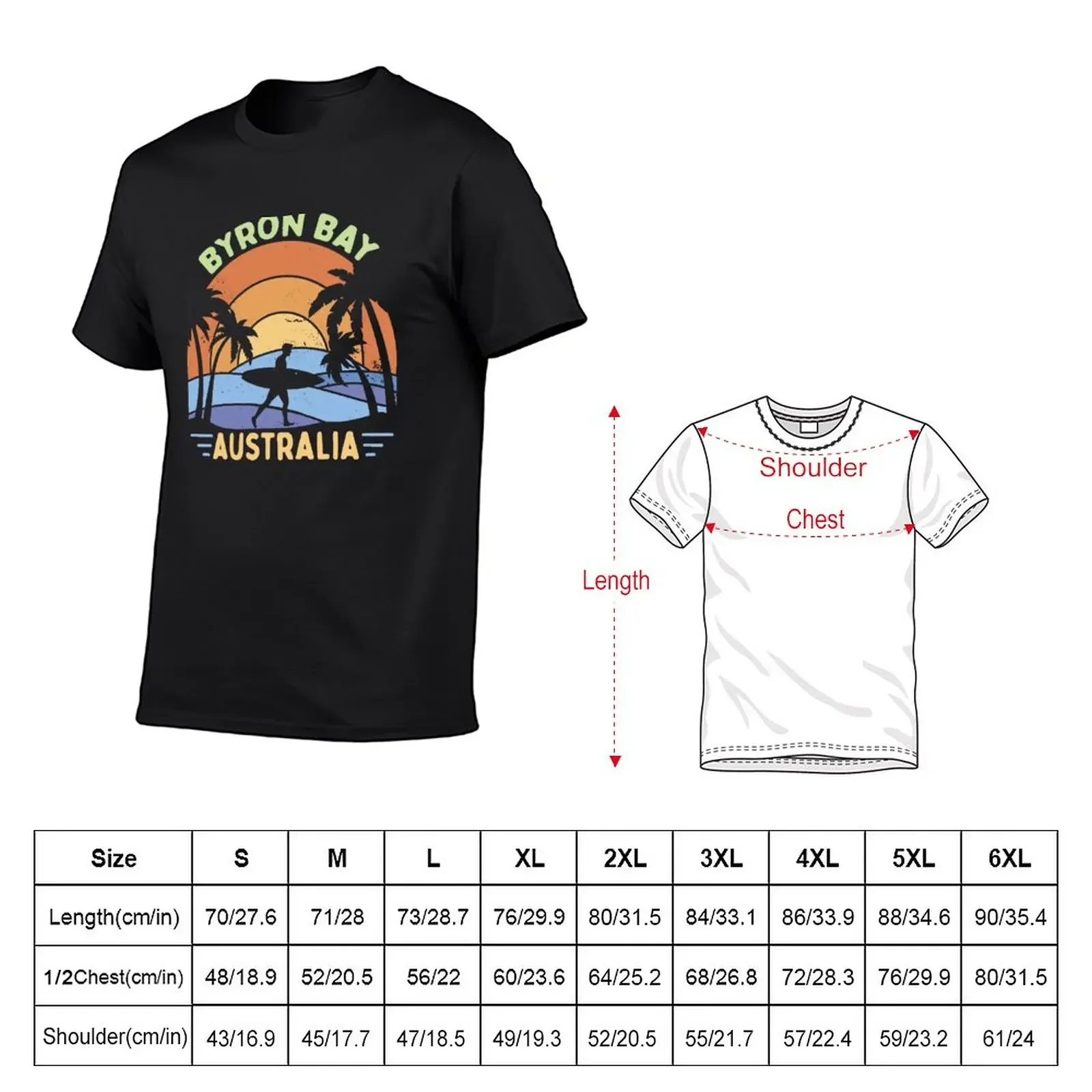 Byron Bay Australia Vintage Surfer T-Shirt animal prinfor boys anime clothes Men's t shirts